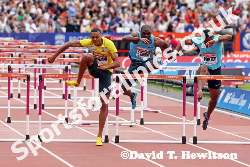 William Sharman in the 110 metres hurdles,  2013 IAAF Diamond League, Sainsbury's Anniversary Games, Queen Elizabeth Olympic Park, London.